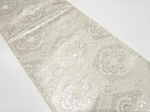 プラチナ箔　花亀甲模様織り出し　袋帯